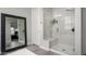 This bathroom has a glass-enclosed shower with a seat and a mirror at 2915 W Night Owl Ln, Phoenix, AZ 85085
