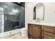 Elegant bathroom with a sleek glass shower, floating vanity, and modern finishes, perfect for relaxation at 5440 E Calle Camelia --, Phoenix, AZ 85018