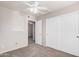 Bedroom featuring neutral paint and carpet with a ceiling fan at 8802 E University Dr # 28, Mesa, AZ 85207