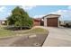 Exterior shot of a spacious two car garage, mature trees, and an expansive driveway at 21131 E Excelsior Ave, Queen Creek, AZ 85142