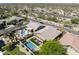 Aerial view displays the backyard with pool, privacy landscaping, and patio space perfect for relaxing outdoors at 21539 N 72Nd Pl, Scottsdale, AZ 85255