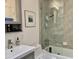 This bathroom features a tiled shower and vanity at 4800 N 68Th St # 164, Scottsdale, AZ 85251