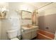 Retro bathroom featuring vintage vanity, sink and combination shower/tub at 6936 E 4Th St # 5, Scottsdale, AZ 85251