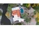 Overhead view of desert home with a pool and lush landscaping showing cacti, mature trees and surrounding community at 8255 E Vista De Valle --, Scottsdale, AZ 85255