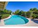 Refreshing backyard pool surrounded by lush greenery, offering a private and serene oasis for relaxation and recreation at 8419 E Stella Ln, Scottsdale, AZ 85250