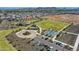 Aerial view of park entrance with parking, recreation fields, picnic area, and pickleball courts at 9253 W Sands Dr, Peoria, AZ 85383