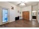 Cozy bedroom with a sliding closet door and wood-look flooring at 9847 E Preserve Way, Scottsdale, AZ 85262