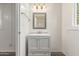 Bathroom with modern vanity, mirror, and lighting, complemented by sleek fixtures at 2650 W Union Hills Dr # 29, Phoenix, AZ 85027