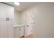 Bright laundry room with white cabinetry, countertop space, and modern appliances for convenience at 7026 E Pasadena Ave, Paradise Valley, AZ 85253