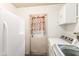 Bright laundry room with cabinets and modern washer and dryer near a door at 8540 N 43Rd Dr, Glendale, AZ 85302
