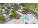 Aerial shot of a community area with a pool, fireplaces and seating at 1069 S Nancy Ln, Gilbert, AZ 85296