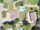 Bird's-eye view of the property, displaying a sparkling pool, manicured lawn, and convenient access at 2331 E Melrose St, Gilbert, AZ 85297