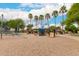 Community playground with climbing structures, slides, and palm trees in the background at 4254 S Winter Ln, Gilbert, AZ 85297