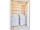 Convenient laundry closet equipped with a washer, a dryer, and storage shelving at 6885 E Cochise Rd # 129, Paradise Valley, AZ 85253