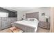 Spacious main bedroom with vaulted ceiling, plush carpet flooring, and neutral colors at 7931 W Harmony Ln, Peoria, AZ 85382