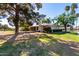 Well-maintained backyard featuring mature trees and a lush green lawn at 9863 W Country Club Ct, Sun City, AZ 85373
