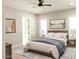 Well-lit bedroom featuring neutral tones, a large bed, and contemporary decor at 1228 N 106Th Pl, Mesa, AZ 85207