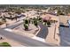This aerial view shows landscaping and circular drive leading to the home at 920 N 104Th St, Mesa, AZ 85207