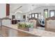 Close-up of dining room table featuring elegant decor and seating area in background at 920 N 104Th St, Mesa, AZ 85207