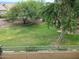 View of the backyard with lush green grass and mature trees, creating a serene atmosphere at 16620 S 48Th St # 79, Phoenix, AZ 85048