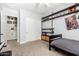 Inviting bedroom includes sliding closet doors, custom shelving, and neutral palette at 2892 E Fruitvale Ave, Gilbert, AZ 85297