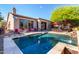 Backyard pool with lounge chairs and patio area, creating an ideal outdoor living space at 7939 E Stonecliff Cir, Mesa, AZ 85207