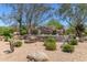 Landscaped entry sign with desert landscaping and mature trees at 7939 E Stonecliff Cir, Mesa, AZ 85207