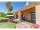 Charming covered patio and landscaping offering a serene outdoor living space at 17342 E Quail Ridge Dr, Fountain Hills, AZ 85268