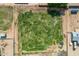 Bird's-eye view of a flat, green lot with desert landscaping in a residential neighborhood at 26232 S Lemon Ave, Queen Creek, AZ 85142