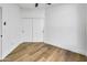 Light bright bedroom features ceiling fan and large closet with sliding doors at 3440 E Southern Ave # 1107, Mesa, AZ 85204
