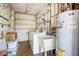 Utility area with washer, sink, hot water tank and shelving for plenty of storage at 7424 E Cambridge Ave, Scottsdale, AZ 85257