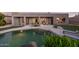 Backyard oasis with a sparkling pool, inviting patio, and seamless connection to indoor living spaces at 9322 E Hidden Green Dr, Scottsdale, AZ 85262
