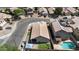 Overhead view of a desert home with a private pool and shaded patio in a vibrant neighborhood at 254 W Amoroso Dr, Gilbert, AZ 85233