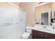 Modern bathroom with a sleek glass-enclosed shower and updated fixtures at 3680 S Tower Ave, Chandler, AZ 85286