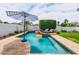 Refreshing pool with patio, loungers, umbrella, and lush landscaping perfect for outdoor relaxation and fun at 605 W Sandra Ter, Phoenix, AZ 85023