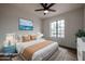 Virtual Staged bedroom featuring a soft rug, and a comfortable bed at 619 N Norfolk --, Mesa, AZ 85205