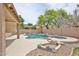 Enjoy a private backyard swimming pool surrounded by mature shade trees and desert landscaping at 6833 W Tether Trl, Peoria, AZ 85383