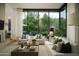 Light-filled living room featuring expansive windows with outdoor views and contemporary décor at 10040 E Happy Valley Rd # 1011, Scottsdale, AZ 85255