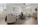Bright living room featuring large windows with white shutters, neutral furniture, and stylish decor at 1625 W Gunstock Loop, Chandler, AZ 85286