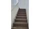 Staircase with white railing and carpeted steps leading to the upper level at 26022 N Sandstone Way, Surprise, AZ 85387