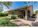 Inviting covered patio with string lights, ceiling fan, and brick-paved flooring. Great for outdoor relaxation and entertaining at 3349 E Merlot St, Gilbert, AZ 85298