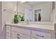 Clean and modern bathroom featuring a large vanity with white countertops, sleek fixtures and a decorative plant at 4445 W Oraibi Dr, Glendale, AZ 85308