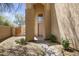 Inviting front entrance showcasing a decorative cactus and shaded walkway with an archway entry at 5133 E Juana Ct, Cave Creek, AZ 85331