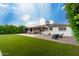 Beautiful backyard featuring green grass, a patio with an outdoor seating area, and manicured landscaping at 8143 E Whitton Ave, Scottsdale, AZ 85251