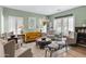 Elegant living room featuring a chandelier, hardwood floors, and stylish furnishings, creating a welcoming ambiance at 1316 S Minneola Ln, Gilbert, AZ 85296