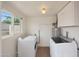 Bright laundry area with modern washer and dryer, plus a water heater and storage at 1320 E Butler Dr, Phoenix, AZ 85020