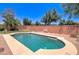 Discover the serene backyard with a sparkling pool, lush landscaping, and privacy walls, perfect for relaxation and enjoyment at 14298 W Amelia Ave, Goodyear, AZ 85395