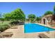 Community pool surrounded by mature trees, a refreshing oasis on a sunny day at 3443 E Jasper Dr, Gilbert, AZ 85296