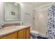 Traditional bathroom featuring a granite vanity and shower with blue accents at 4702 W Northview Ave, Glendale, AZ 85301