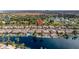 Stunning aerial view of waterfront homes along the lake, showcasing the community's prime location and serene surroundings at 835 W Beechnut Dr, Chandler, AZ 85248